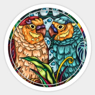 Cute lovebirds couple, romantic birds art Sticker